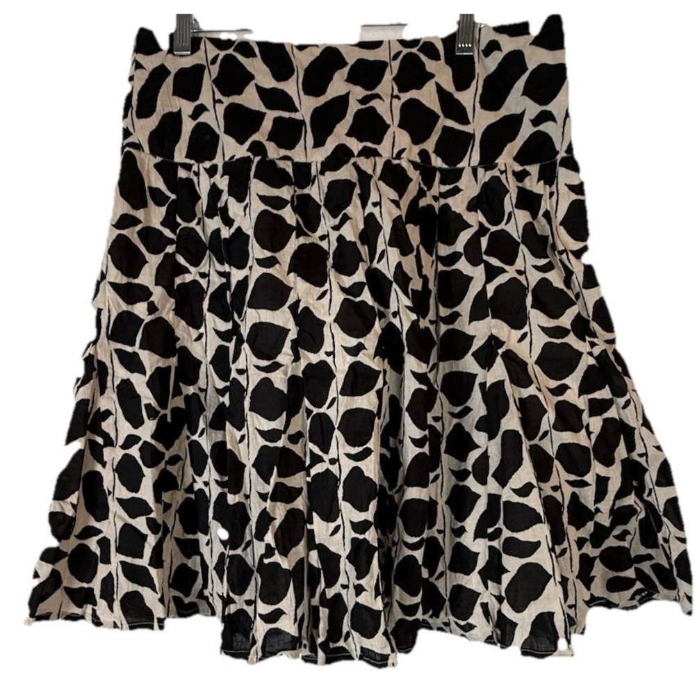 Ninety Women's 8 Side Zip Skirt‎ Black And Cream A-line Knee Length Skirt Short